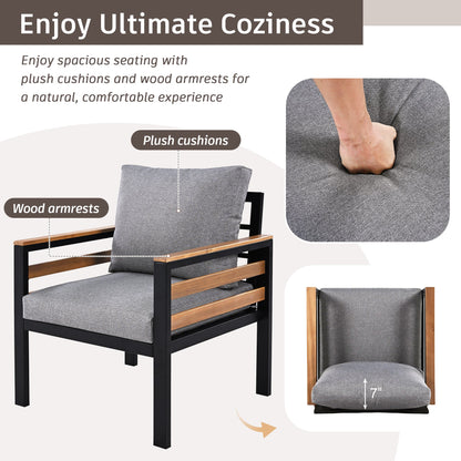 4 Piece Outdoor Conversation Sofa Set for Five