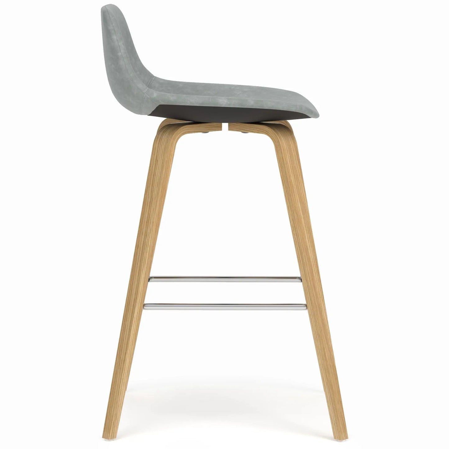 Randolph Bentwood upholstered counter stool set of 2 in gray fabric with back and oak legs on Tampa Home & Garden Store