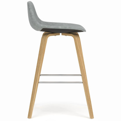 Randolph Bentwood upholstered counter stool set of 2 in gray fabric with back and oak legs on Tampa Home & Garden Store