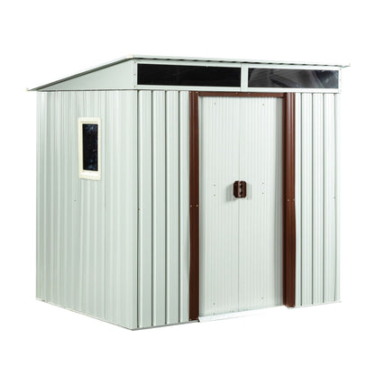Metal Shed With A Sliding Door And Glass Window