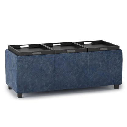Avalon Upholstered Storage Ottoman With Trays