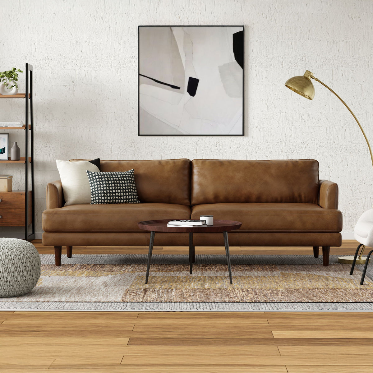 Livingston - Upholstered Sofa by HouseOfZazla, brown leather stationary sofa on Tampa Home & Garden Store