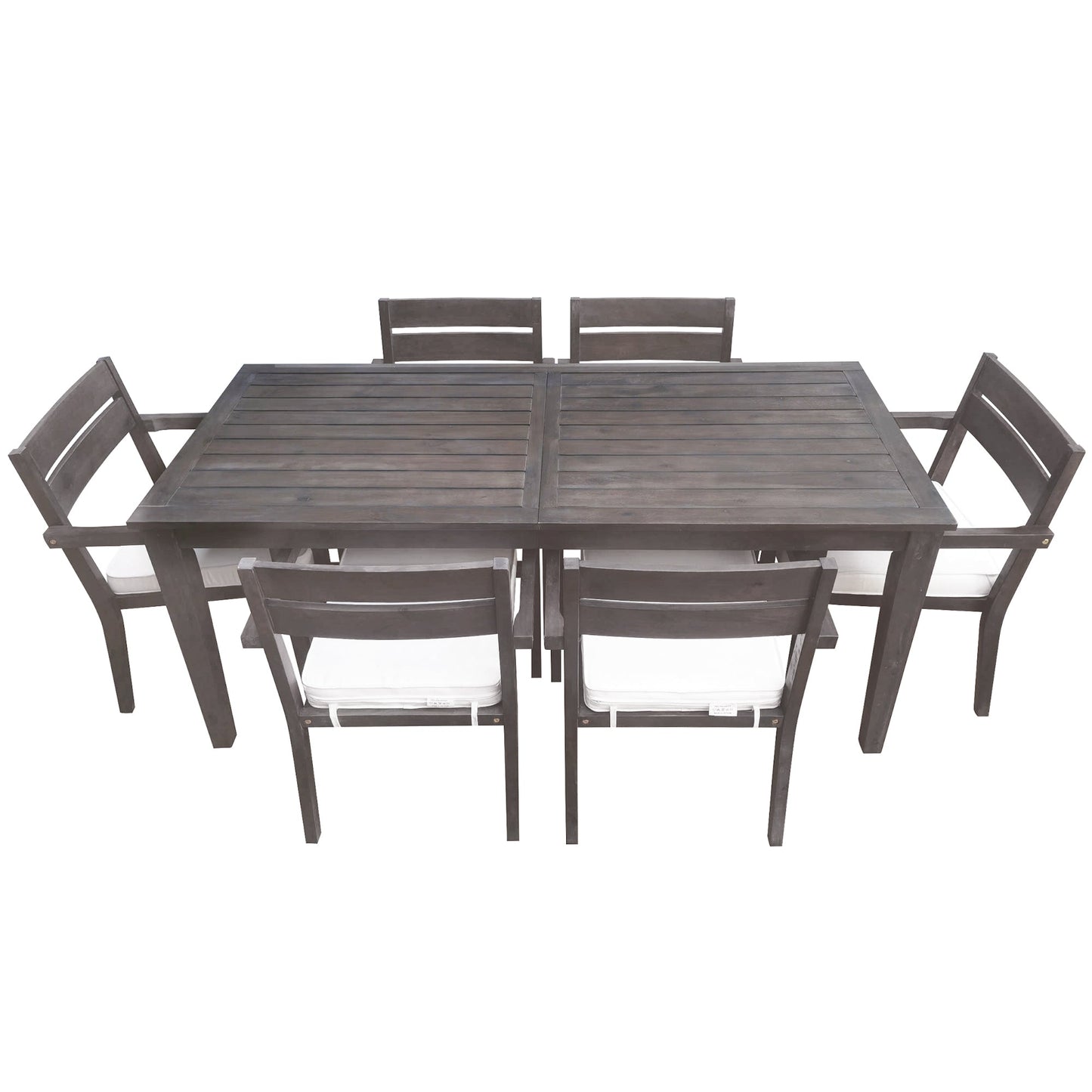 U_Style 7-piece acacia wood outdoor dining set with cushions by HouseOfZazla, dark brown on Tampa Home & Garden Store