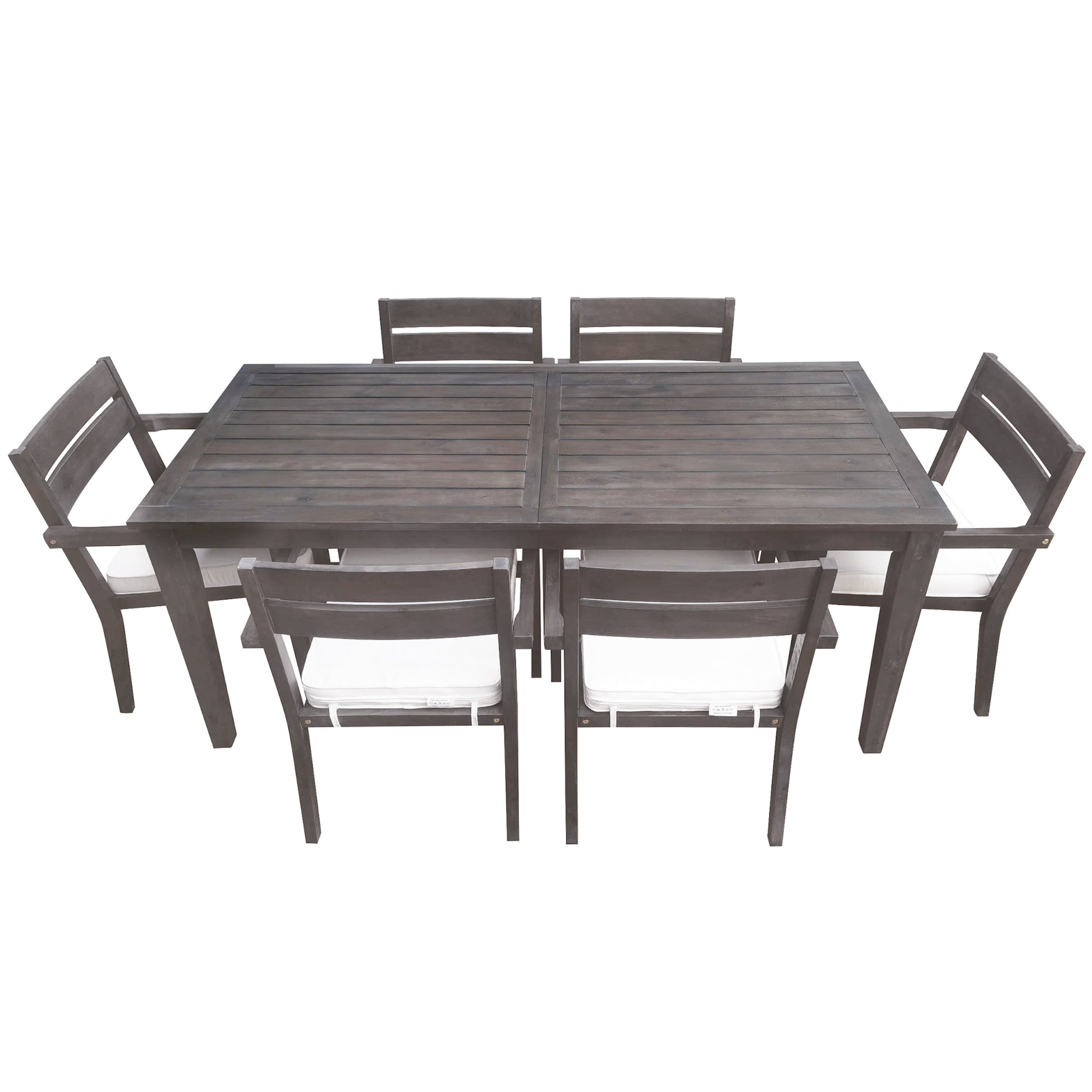 U_Style 7-piece acacia wood outdoor dining set with cushions by HouseOfZazla, dark brown on Tampa Home & Garden Store