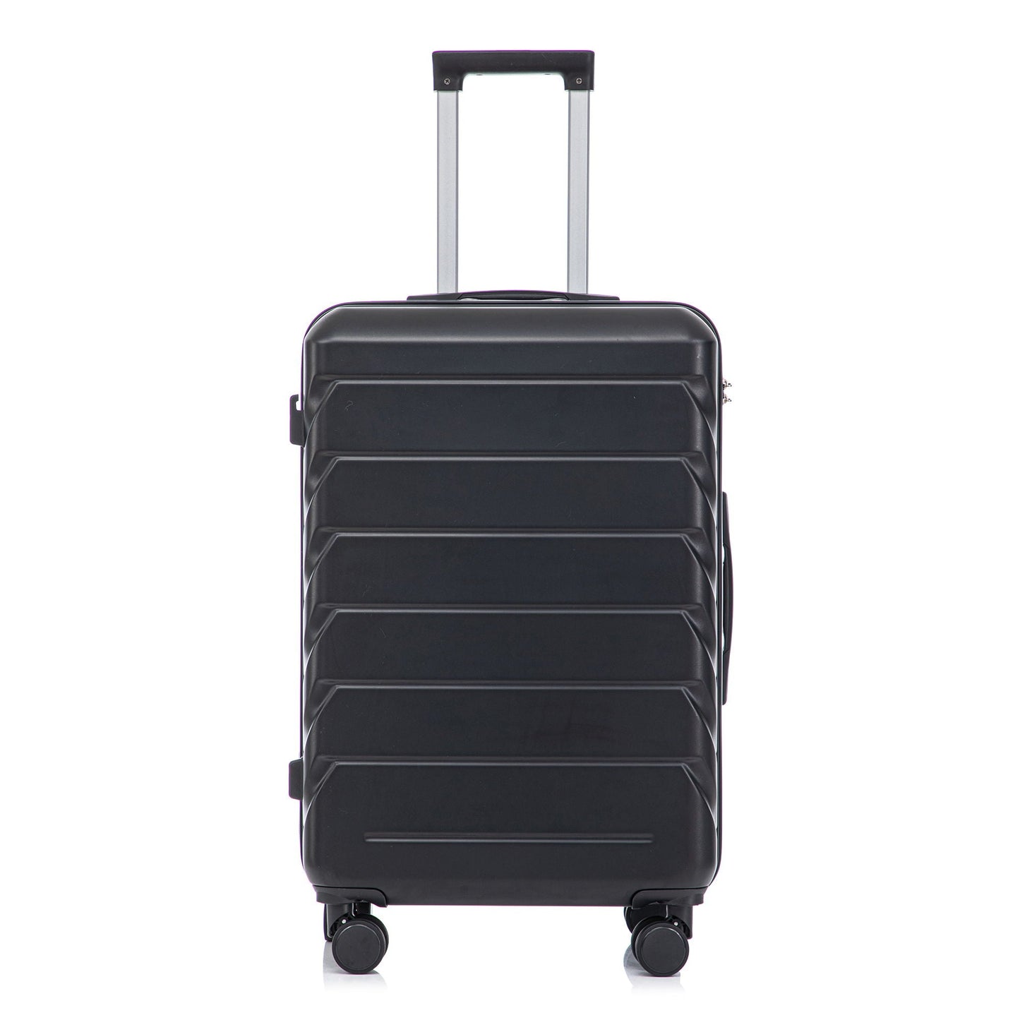 HouseOfZazla black hard-shell spinner luggage with extendable silver handle and four wheels on Tampa Home & Garden Store