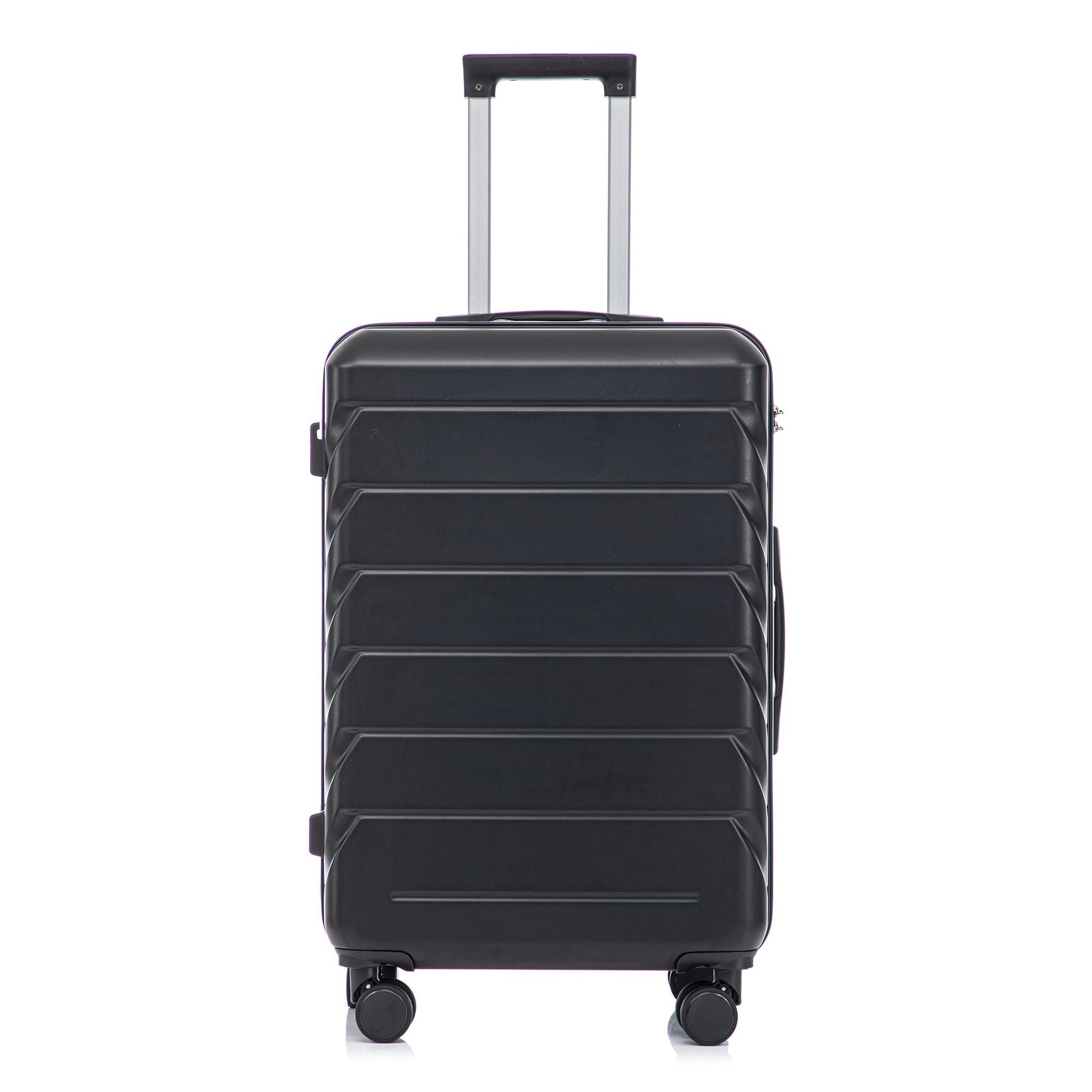 HouseOfZazla black hard-shell spinner luggage with extendable silver handle and four wheels on Tampa Home & Garden Store