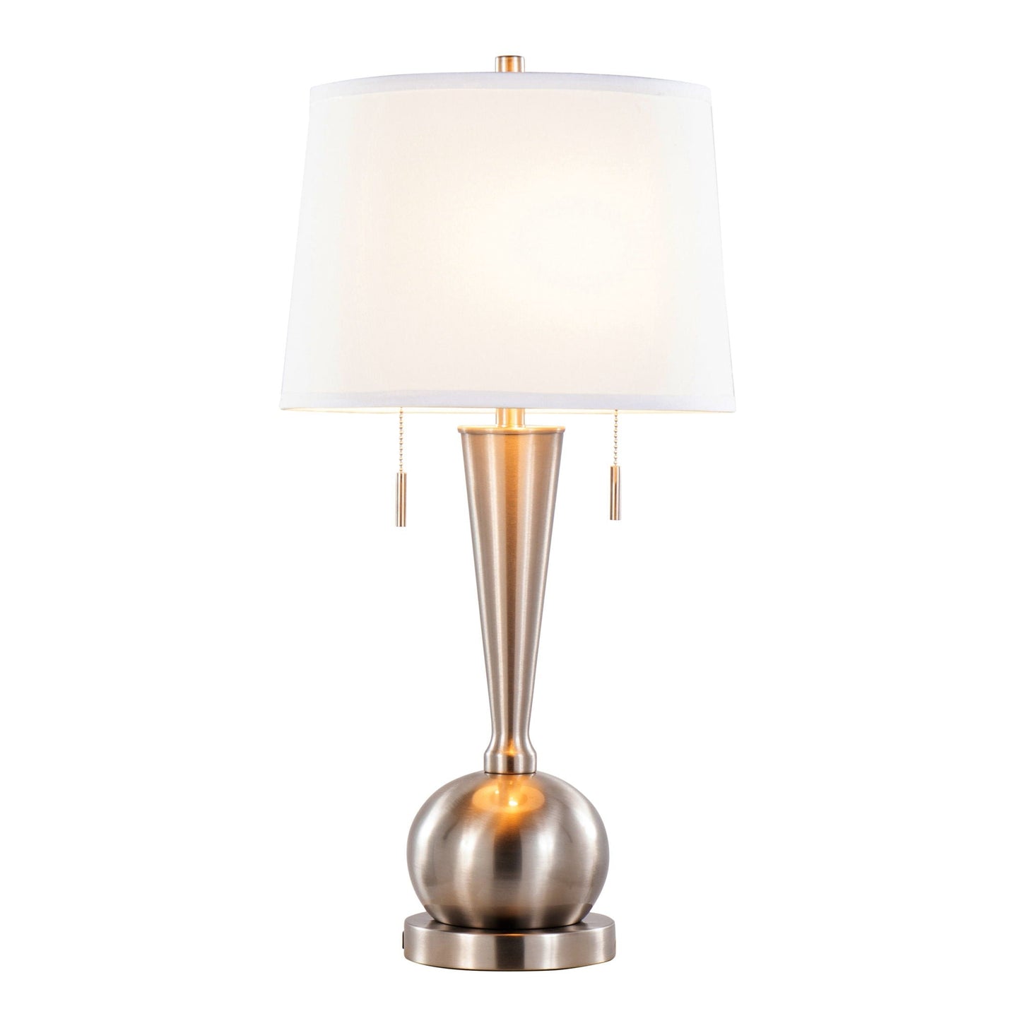 Jules table lamp set of 2 with USB port, nickel finish and white shade HouseOfZazla on Tampa Home & Garden Store