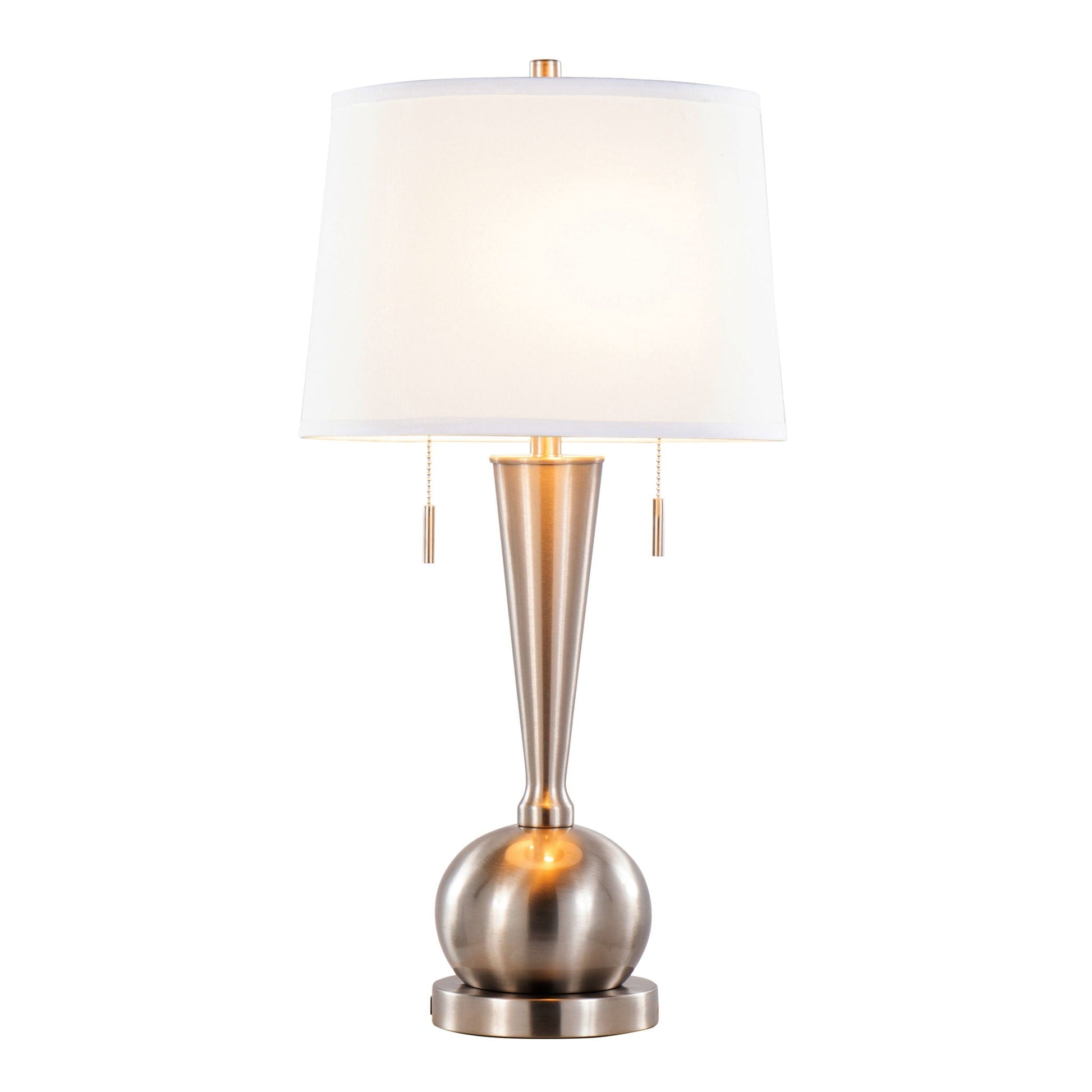 Jules table lamp set of 2 with USB port, nickel finish and white shade HouseOfZazla on Tampa Home & Garden Store