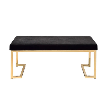 Boice bench upholstered in black fabric with a gold metal frame on Tampa Home & Garden Store