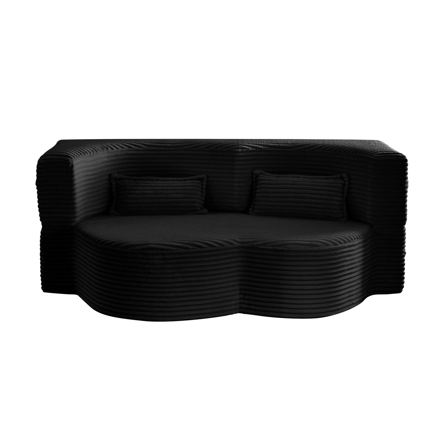 Floor convertible sleeper sofa bed in black fabric with 2 pillows HouseOfZazla on Tampa Home & Garden Store