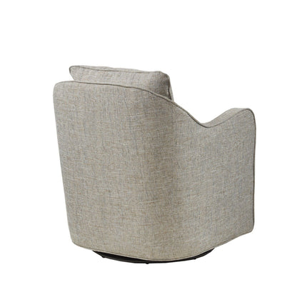 Wide-seat swivel arm chair with 360-degree rotation in gray/beige textured fabric, HouseOfZazla on Tampa Home & Garden Store