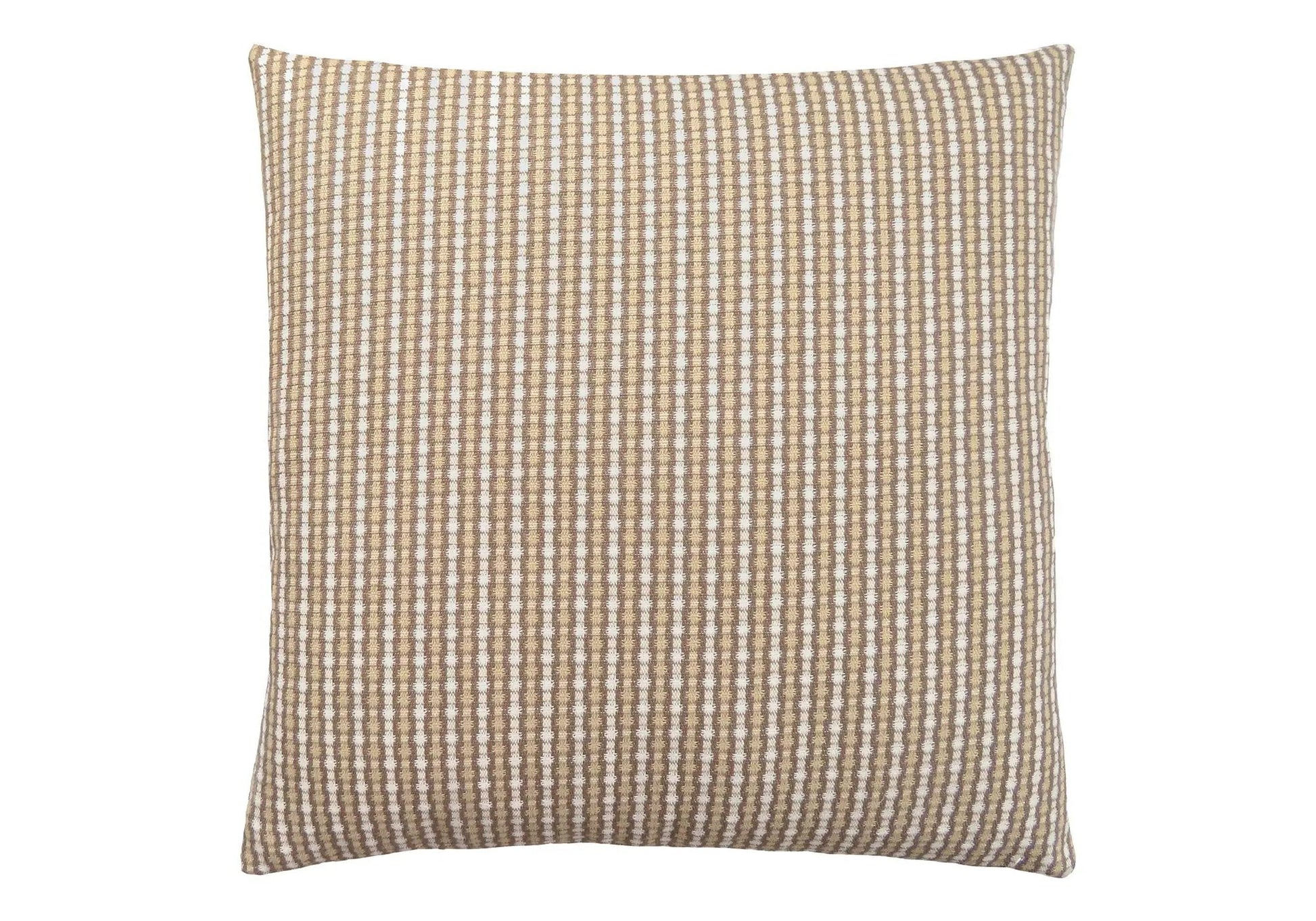Square decorative throw pillow with brown and white woven stripe pattern; insert included on Tampa Home & Garden Store