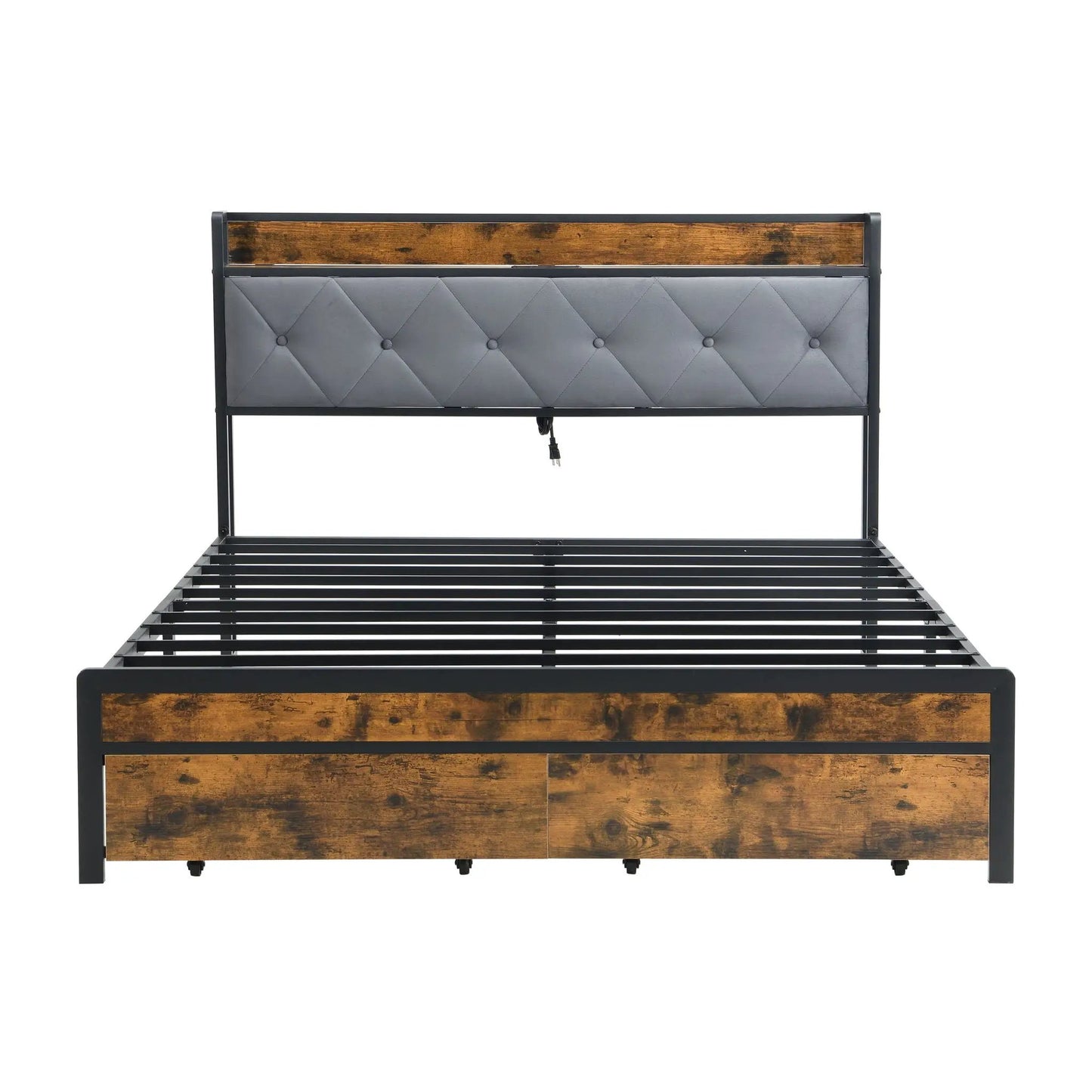 Led Bed Frame With Usb Charging and Storage