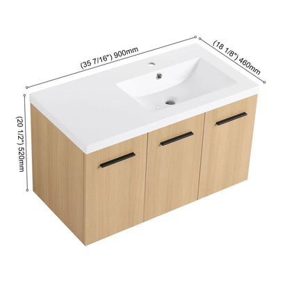 Wall Mounted Floating Vanity with Sink, 3 Doors