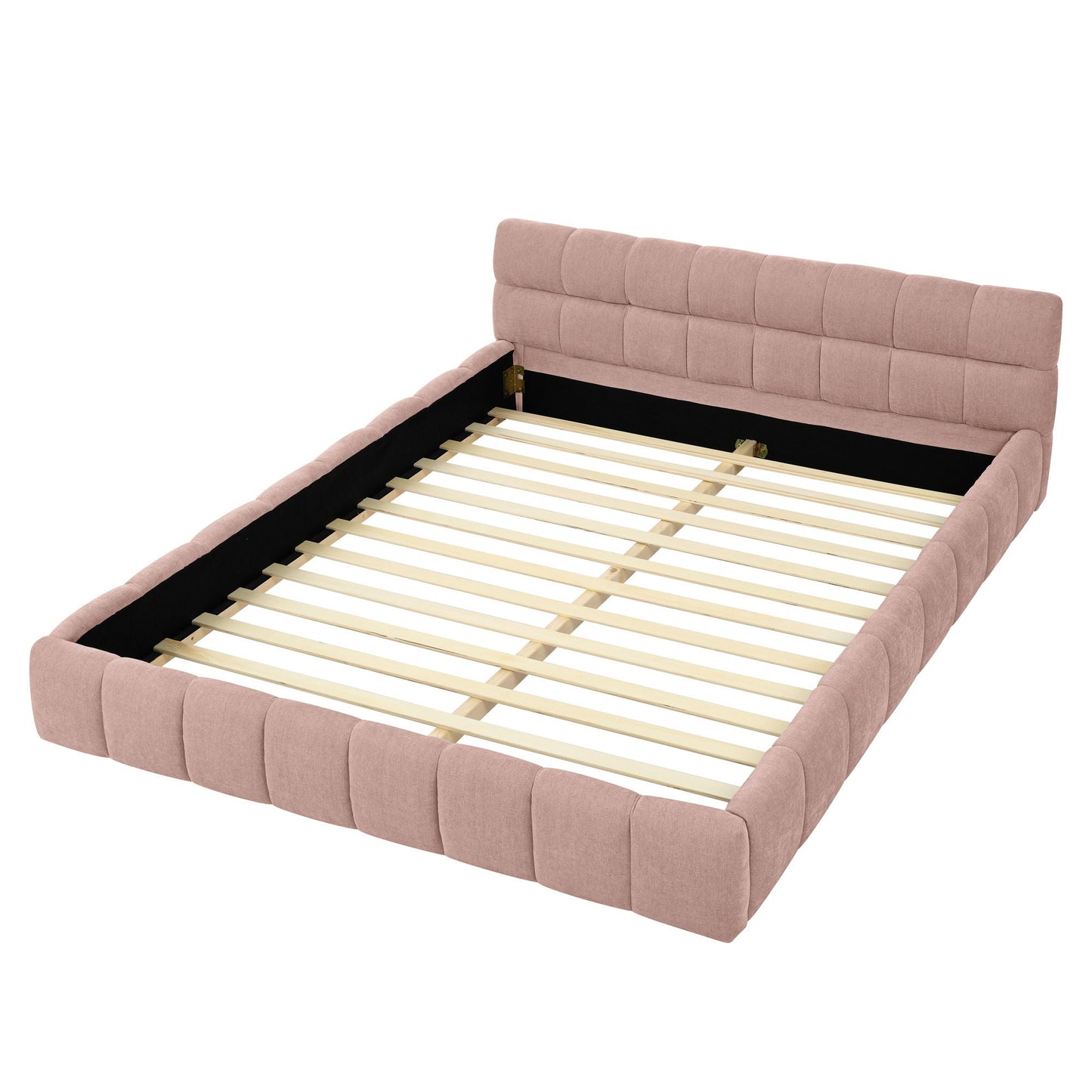 Modern Platform Bed and Thick Fabric Headboard
