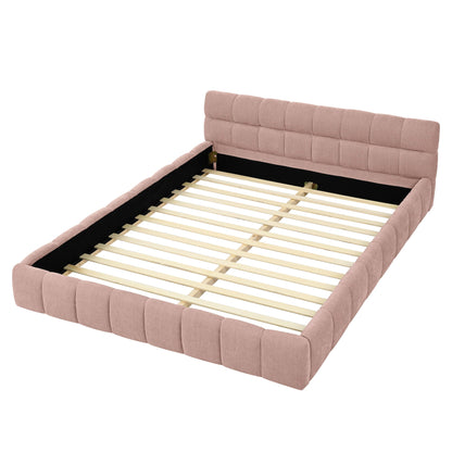 Modern Platform Bed and Thick Fabric Headboard