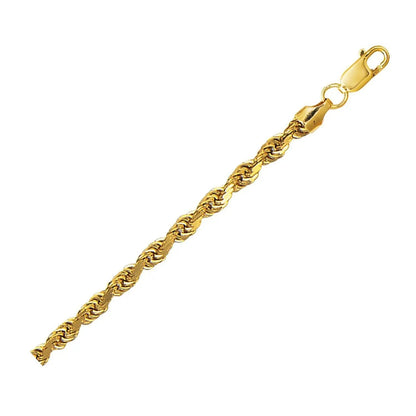 10K yellow gold lite hollow diamond-cut rope chain necklace 4.00 mm with lobster clasp on Tampa Home & Garden Store