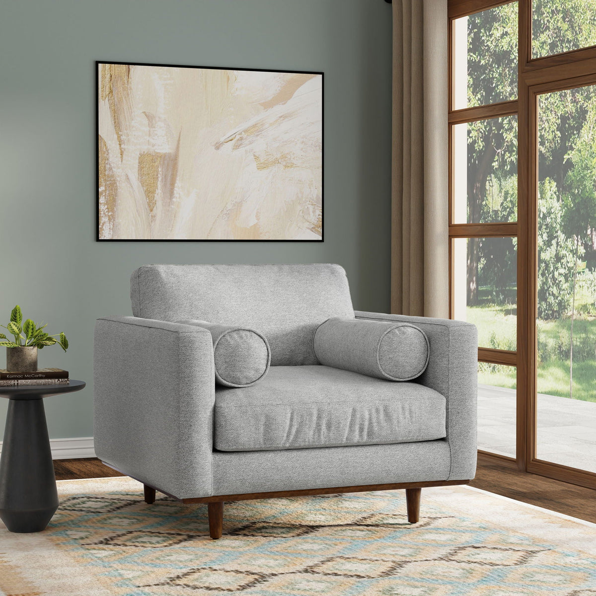 Wide Arm Chair with Removable Cushions gray fabric by HouseOfZazla armchair on Tampa Home & Garden Store