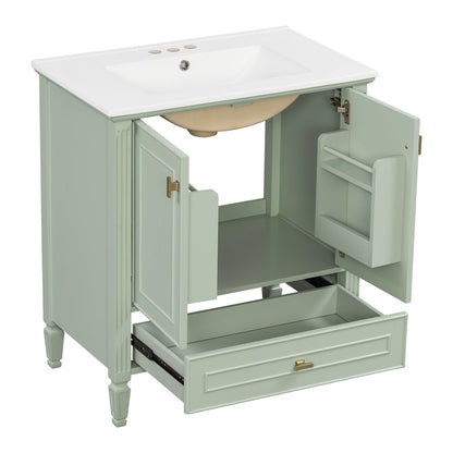 Freestanding vanity with drawer & soft-close doors in green with white countertop HouseOfZazla on Tampa Home & Garden Store