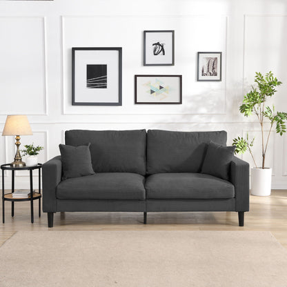 Modern Upholstered 3 Seat Sofa and Two Pillows