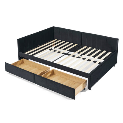 Upholstered Tufted Daybed Frame with Storage