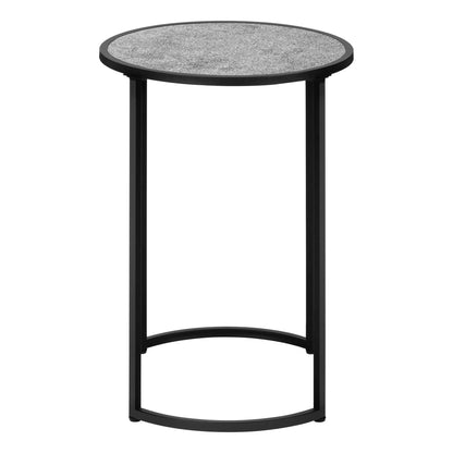 Round accent side table with speckled grey top and black frame by Unique Piece Furniture on Tampa Home & Garden Store