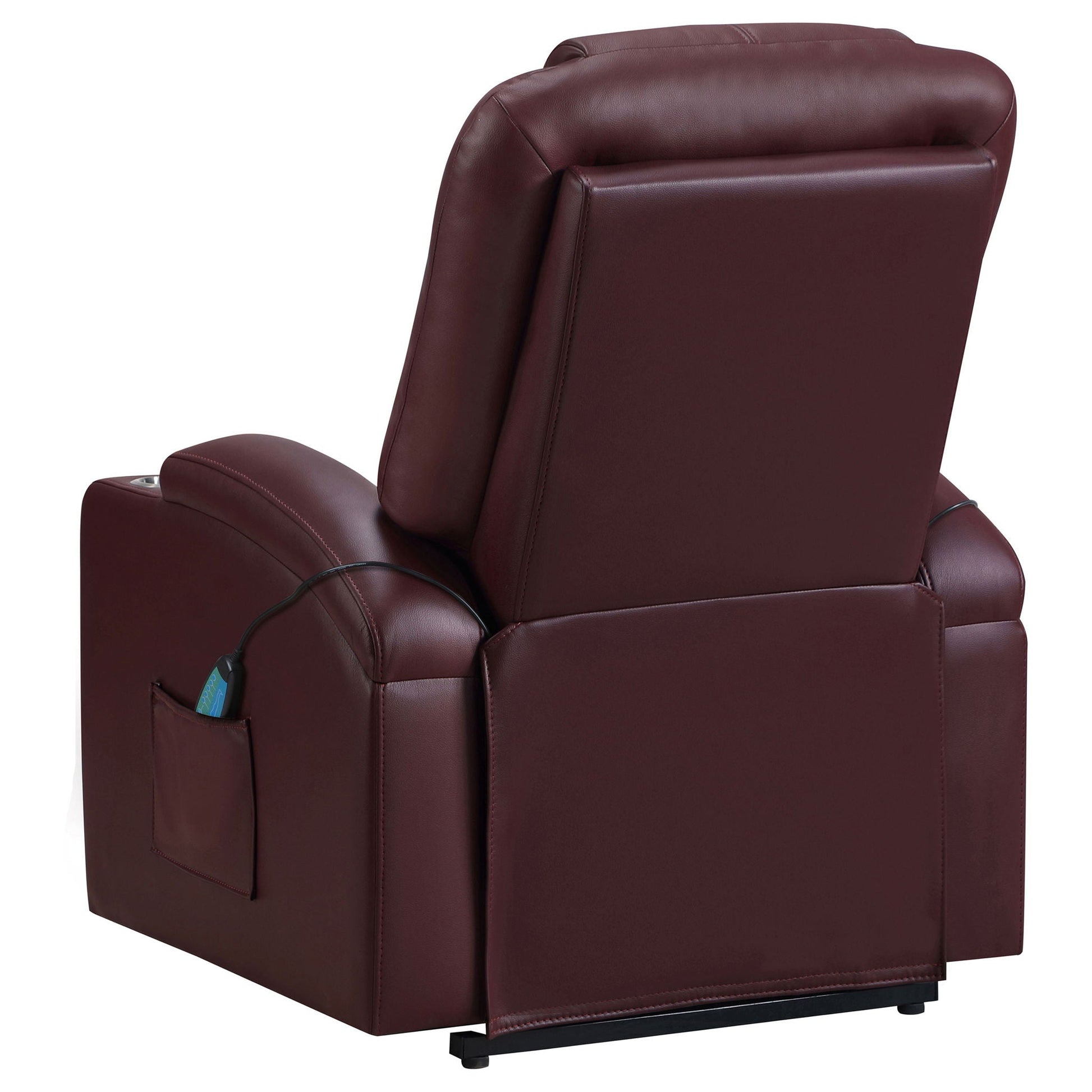 Macklin leather power lift massage recliner with dual cupholders and remote pocket on Tampa Home & Garden Store