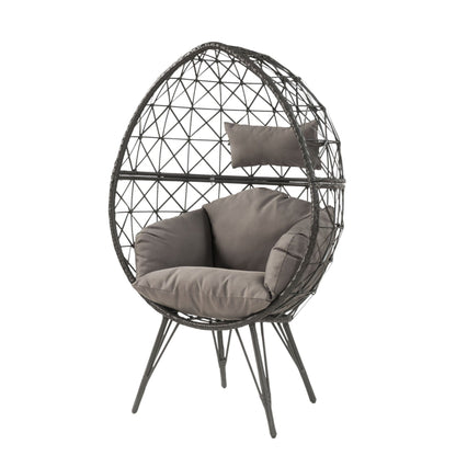 Aeven patio lounge chair with light gray cushions and wicker dome frame HouseOfZazla on Tampa Home & Garden Store
