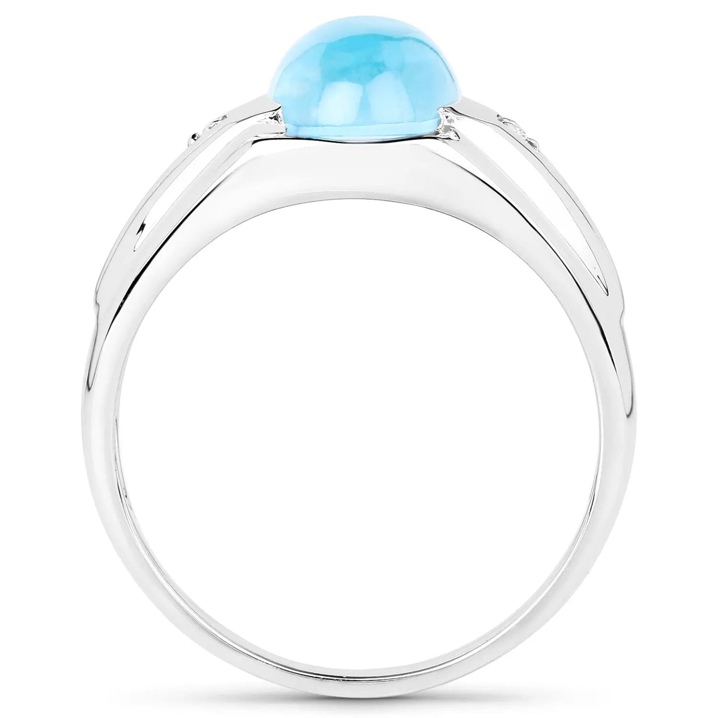 Sterling silver ring with a blue Swiss topaz cabochon and white topaz accents by Bids.com on Tampa Home & Garden Store