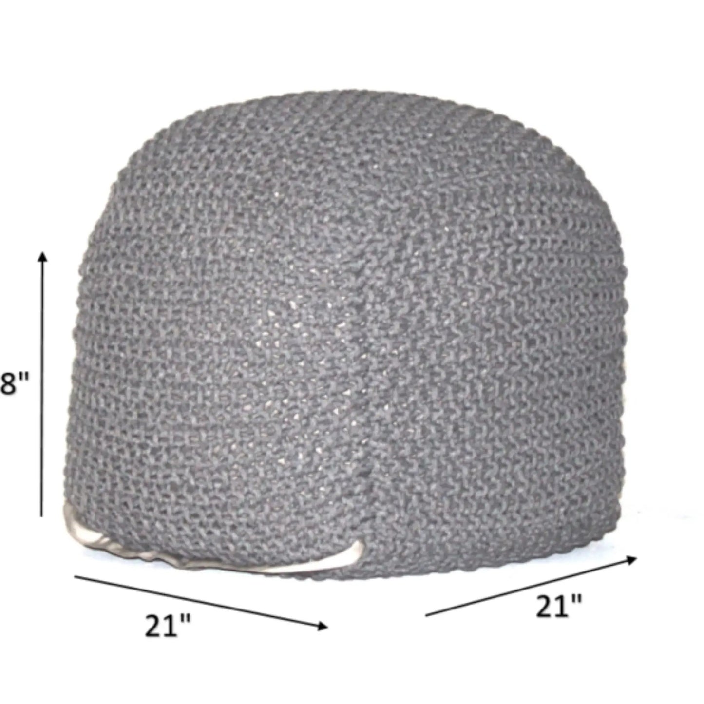 Semi rounded gray cable-knit pouf by Unique Piece Furniture, accent seating on Tampa Home & Garden Store