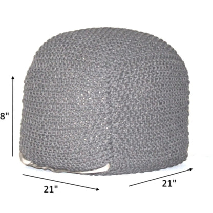 Semi rounded gray cable-knit pouf by Unique Piece Furniture, accent seating on Tampa Home & Garden Store