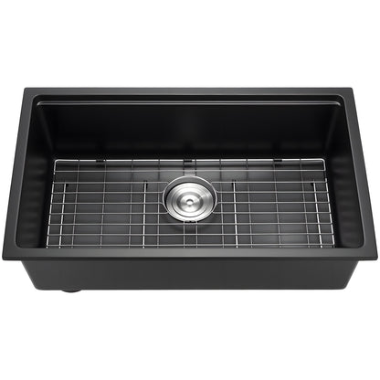 30in granite undermount single-bowl kitchen sink by HouseOfZazla with grid rack on Tampa Home & Garden Store