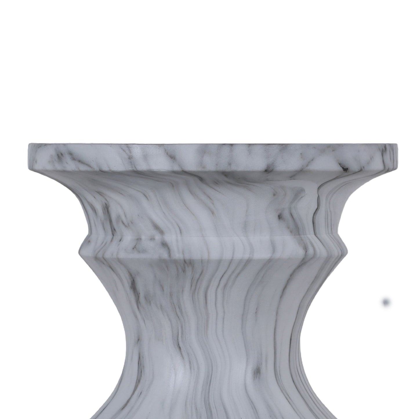 Geometric Faux Marble Round Table and Stand