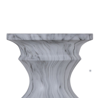 Geometric Faux Marble Round Table and Stand