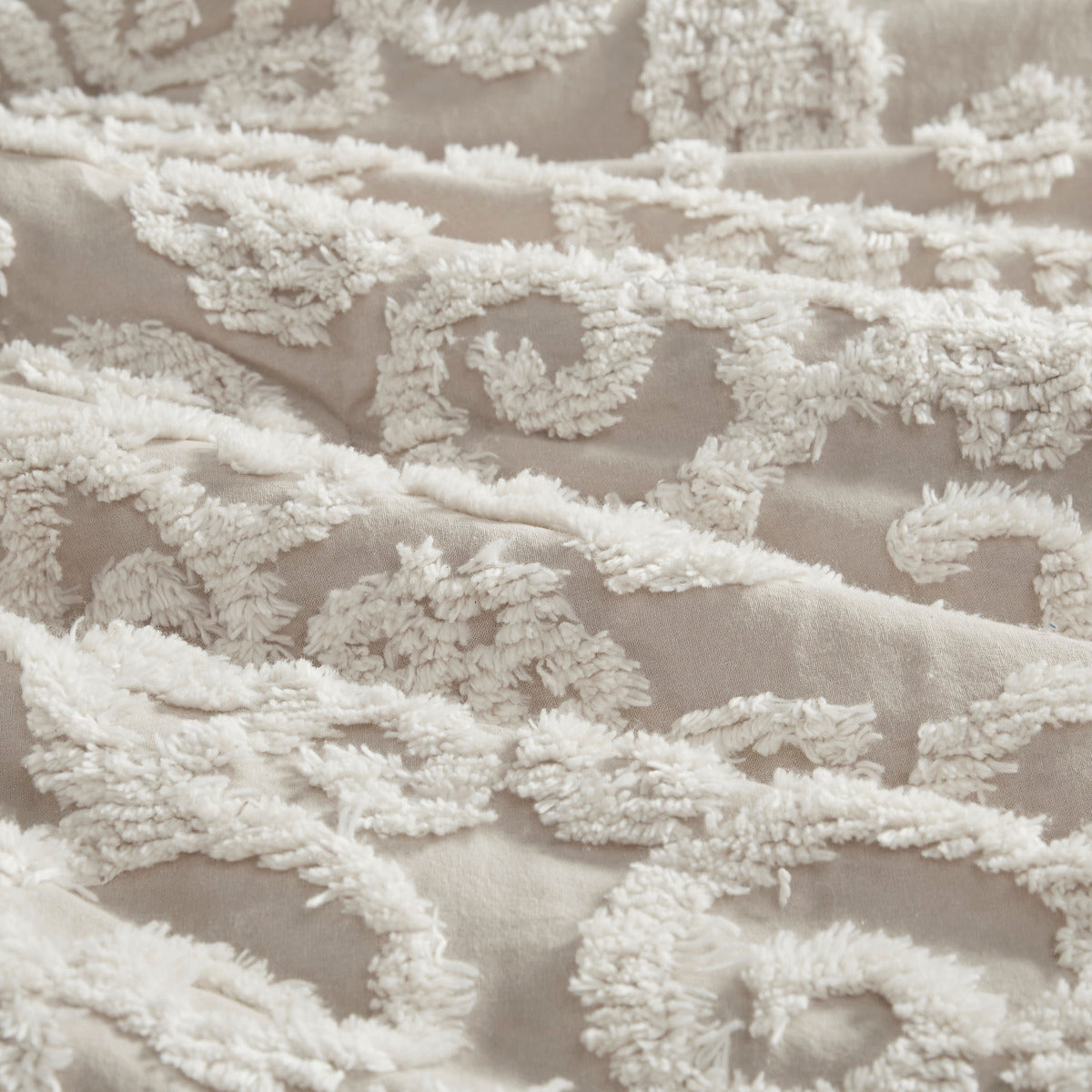 Cotton comforter mini set taupe king with plush tufted pattern on Tampa Home & Garden Store