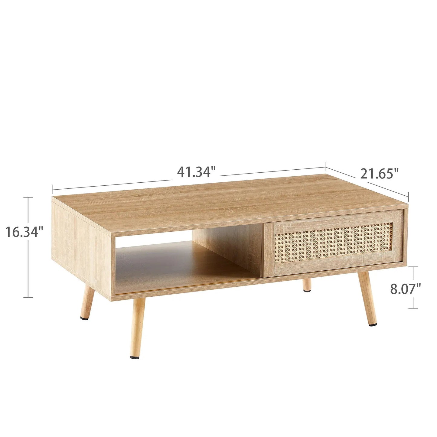 41.34in rattan coffee table with sliding storage door and solid wood legs Unique Piece Furniture on Tampa Home & Garden Store