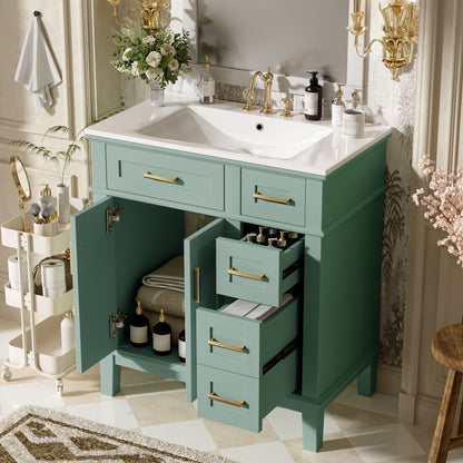 Modern bathroom vanity with sink, teal cabinet, deep & standard drawers, HouseOfZazla on Tampa Home & Garden Store