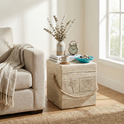 Small Indoor and Outdoor Wood Grain Side Table