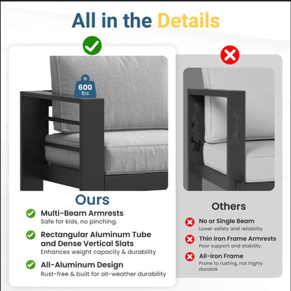 Set of 2 stylish patio armchairs with gray cushions and black frames HouseOfZazla on Tampa Home & Garden Store