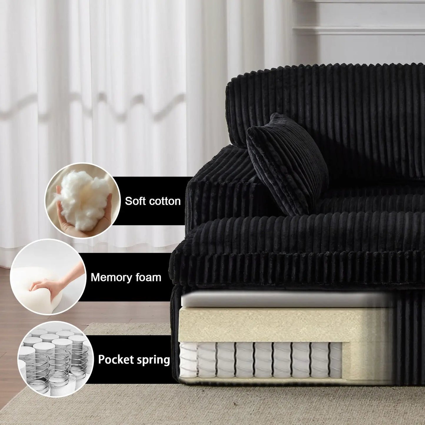 Oversized Double Chaise Lounge Chair Upholstered