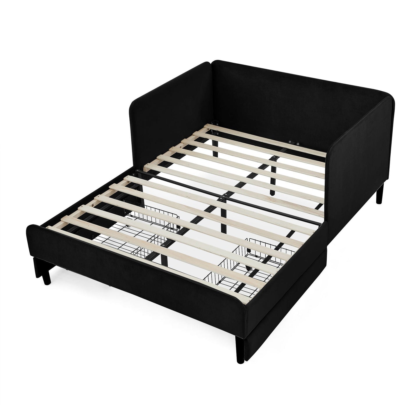 Upholstered Platform Sofa Bed with Drawers