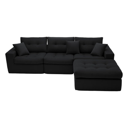 Corner chaise L-shaped sectional sofa bed, black fabric, 2-piece set by HouseOfZazla on Tampa Home & Garden Store