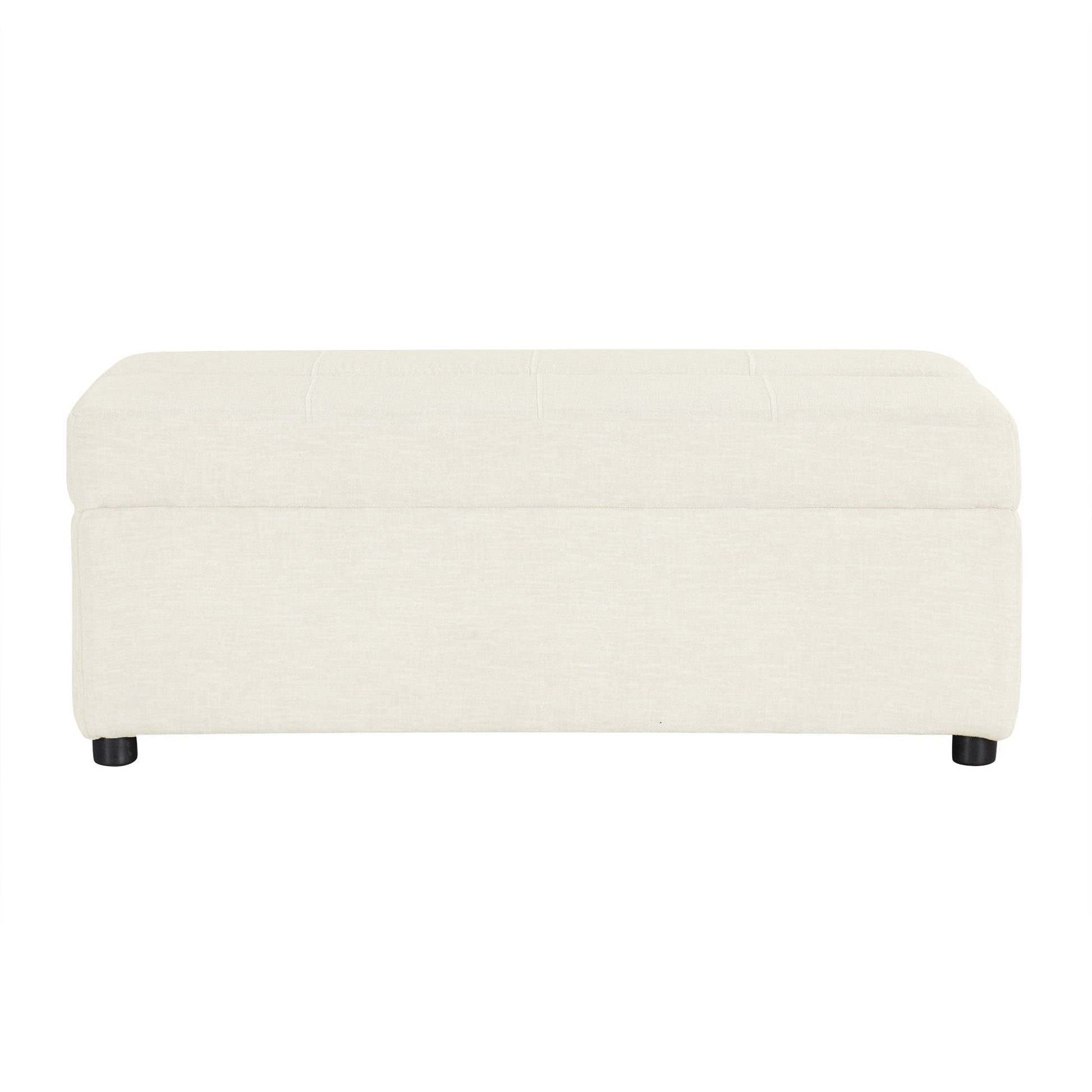 Twin-size folding ottoman sleeper bed in beige fabric with rounded edges and black legs on Tampa Home & Garden Store