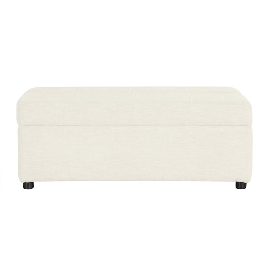 Twin-size folding ottoman sleeper bed in beige fabric with rounded edges and black legs on Tampa Home & Garden Store
