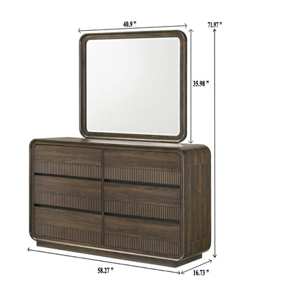 Flair Dresser With Rounded Edges 6 Drawers Brown