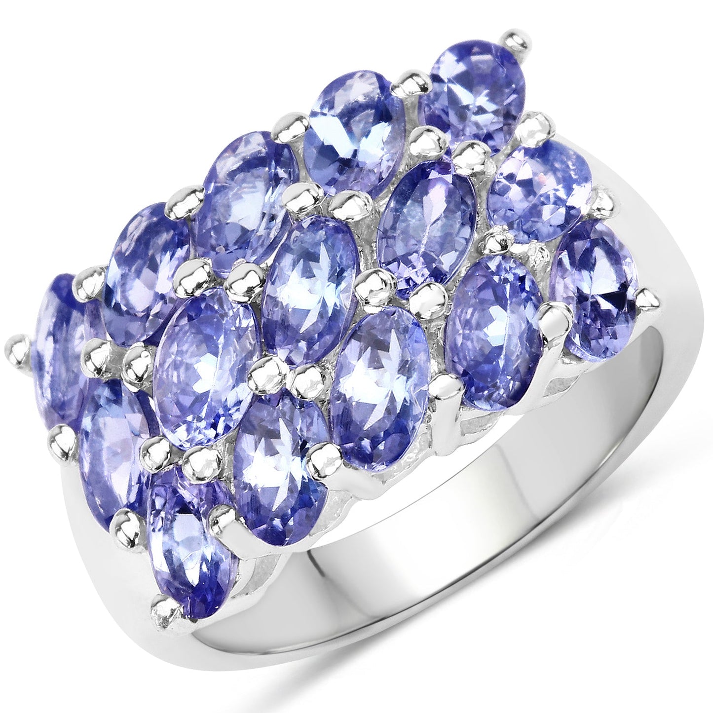 Tanzanite ring 3.75 ct in sterling silver with multi-oval stones on Tampa Home & Garden Store