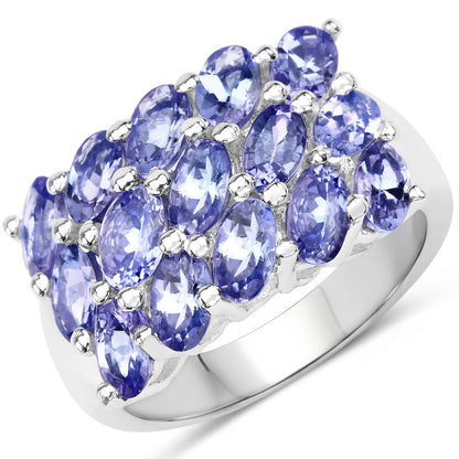 Tanzanite ring 3.75 ct in sterling silver with multi-oval stones on Tampa Home & Garden Store