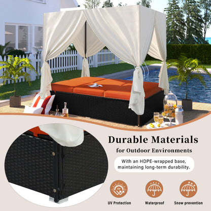 Outdoor Double Chaise Lounge Daybed For Patio