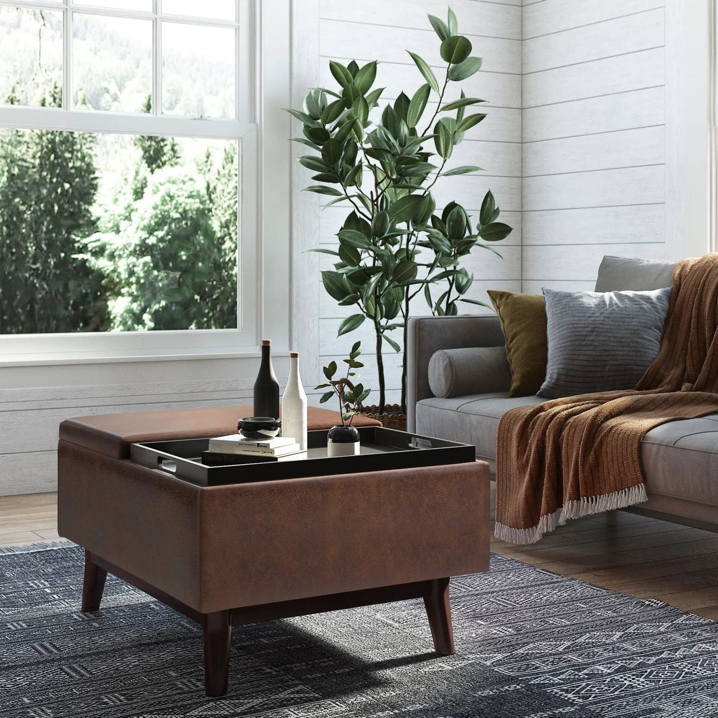 Owen Tray Top Small Coffee Table Storage Ottoman