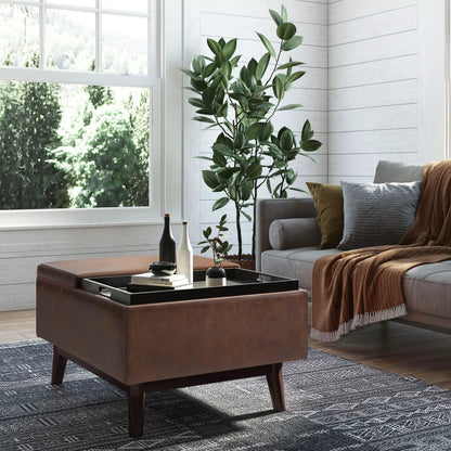Owen Tray Top Small Coffee Table Storage Ottoman